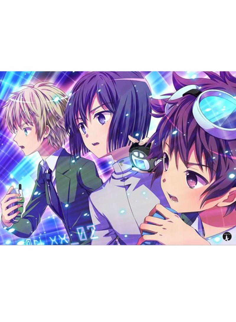 Metal Plate Of The Anime Digi mon Poster Multicolor