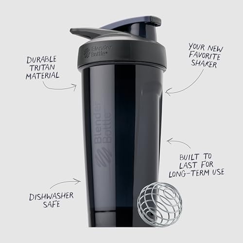 BlenderBottle Sport Shaker Bottle with Wire Whisk, 24-Ounce, Black – Protein Shakes & Hydration for Athletes & Fitness Enthusiasts, Easy Mixing, Durable & Lightweight, Lockable Lid - Image 3