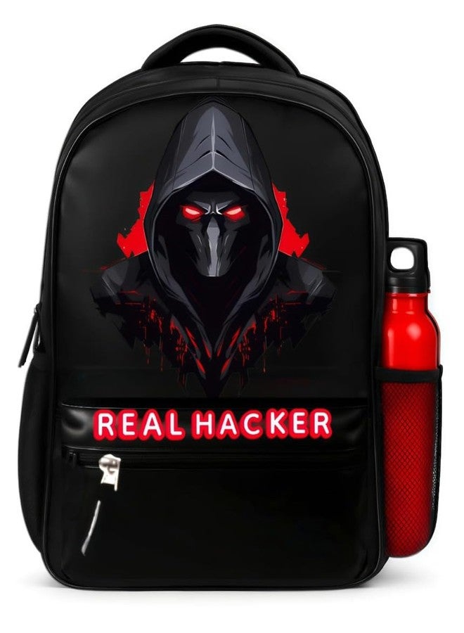 BUYEASY REAL HACKER Gaming Laptop Backpack | Hacker Mask Graphic Design | Water Resistant College & Office Bag | Large Storage | Ideal for Students, Travel & Office Work - Image 1