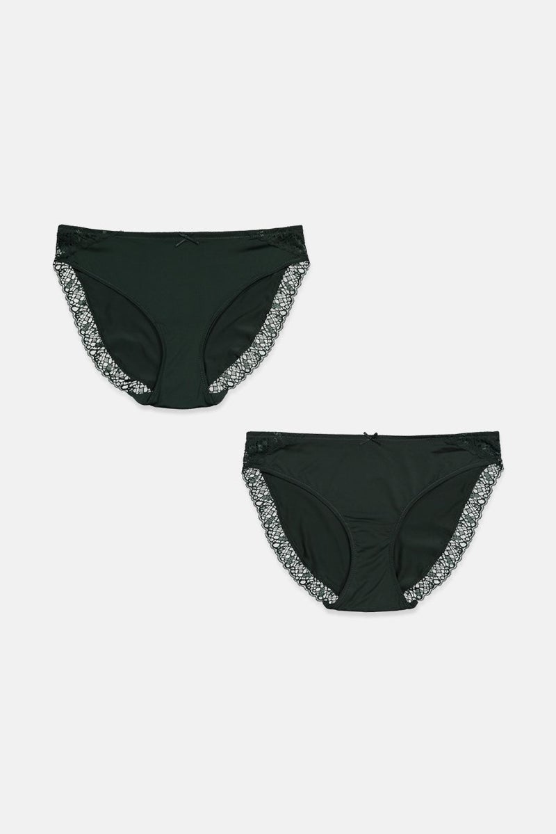 Tchibo Women 2 Piece Jazz Cut Briefs, Dark Green - Image 1
