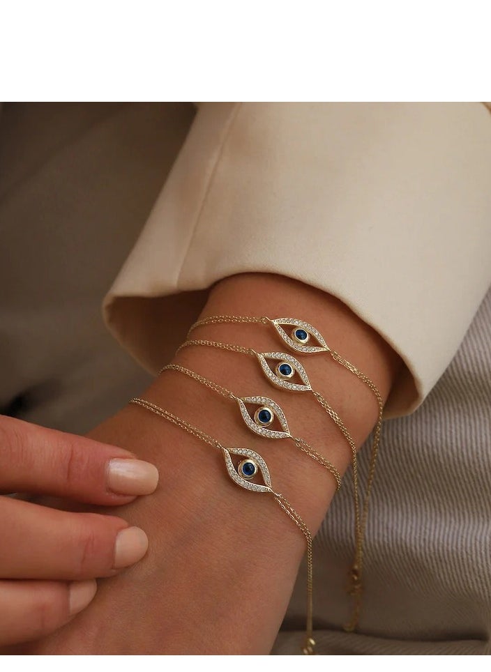 Artsy Silver - Evil Eye Enamel Bracelet - Silver - Image 1