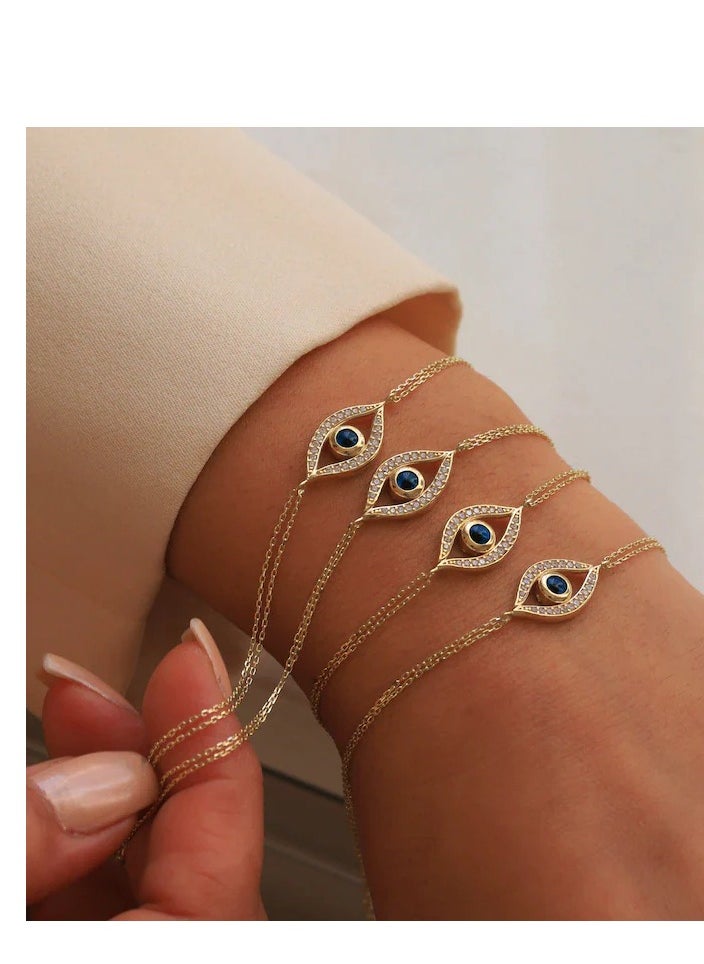 Artsy Silver - Evil Eye Enamel Bracelet - Silver - Image 1