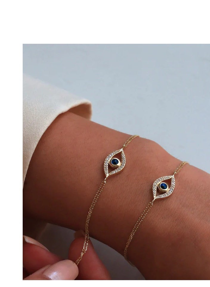 Artsy Silver - Evil Eye Enamel Bracelet - Silver - Image 1