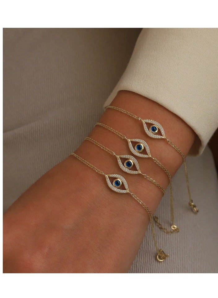 Artsy Silver - Evil Eye Enamel Bracelet - Silver - Image 1