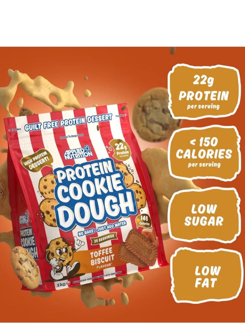 Applied Nutrition Protein Cookie Dough – Toffee Biscuit Flavor, 1kg | 22g Protein per Serving, Low Calorie, Ready-to-Eat Dessert - Image 2