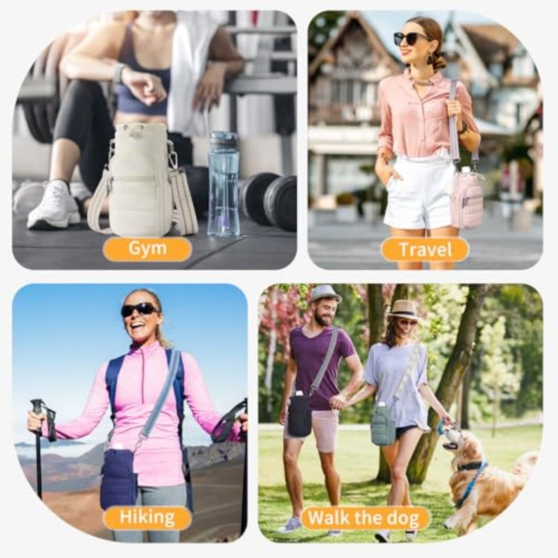 Water Bottle Bag 40 oz Crossbody Holder for Walking Hiking Insulated Carrier Purse with Adjustable Strap - Image 2