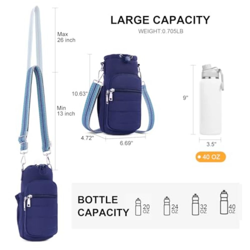 Water Bottle Bag 40 oz Crossbody Holder for Walking Hiking Insulated Carrier Purse with Adjustable Strap - Image 5