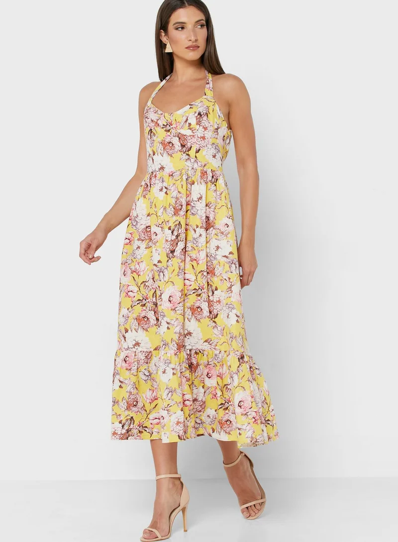 Bardot Floral Halter Midi Dress