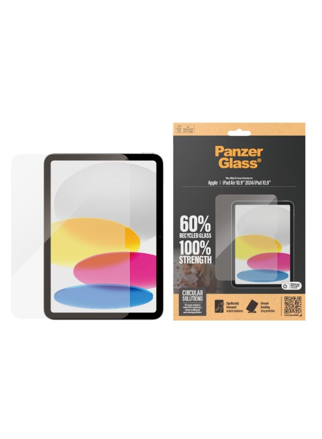 PanzerGlass واقي شاشة PanzerGlass لجهاز Apple iPad Air 11" M2 2024 / iPad 10.9" Gen10 | زجاج مقوى من الحافة إلى الحافة، حماية من السقوط والخدش، مقاوم للصدمات، مضاد لبصمات الأصابع، سهل التركيب - شفاف - Image 1