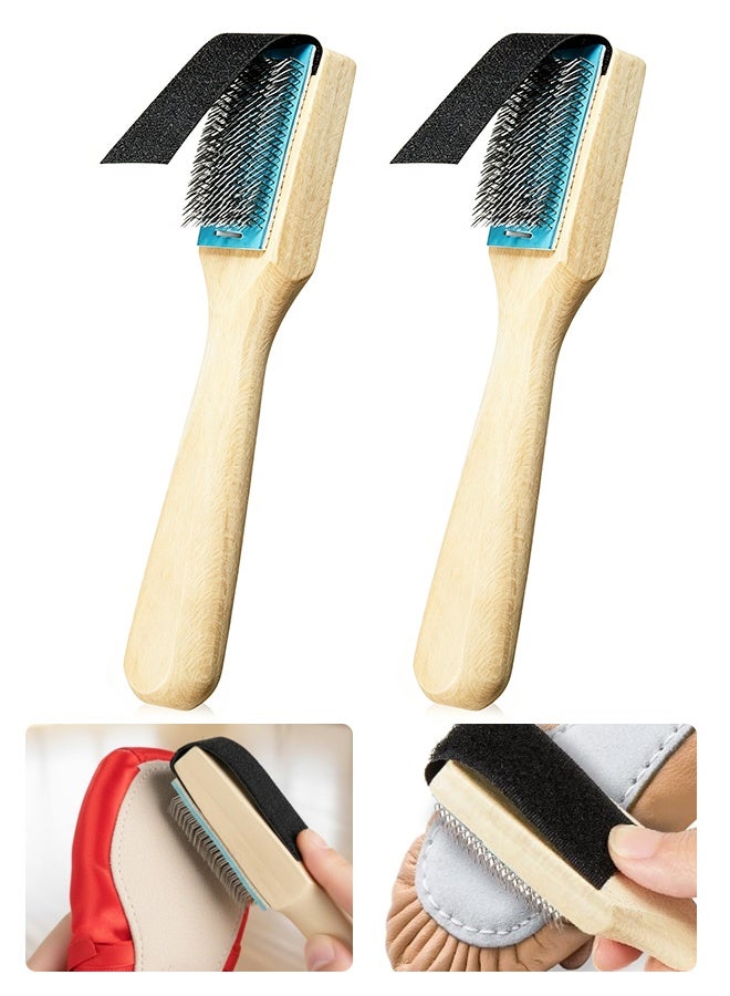 2 PCS Wooden Suede Dance Shoe Brush, Half‑Cover Wire Cleaner for Ballroom and Latin Dance Footwear - Image 1