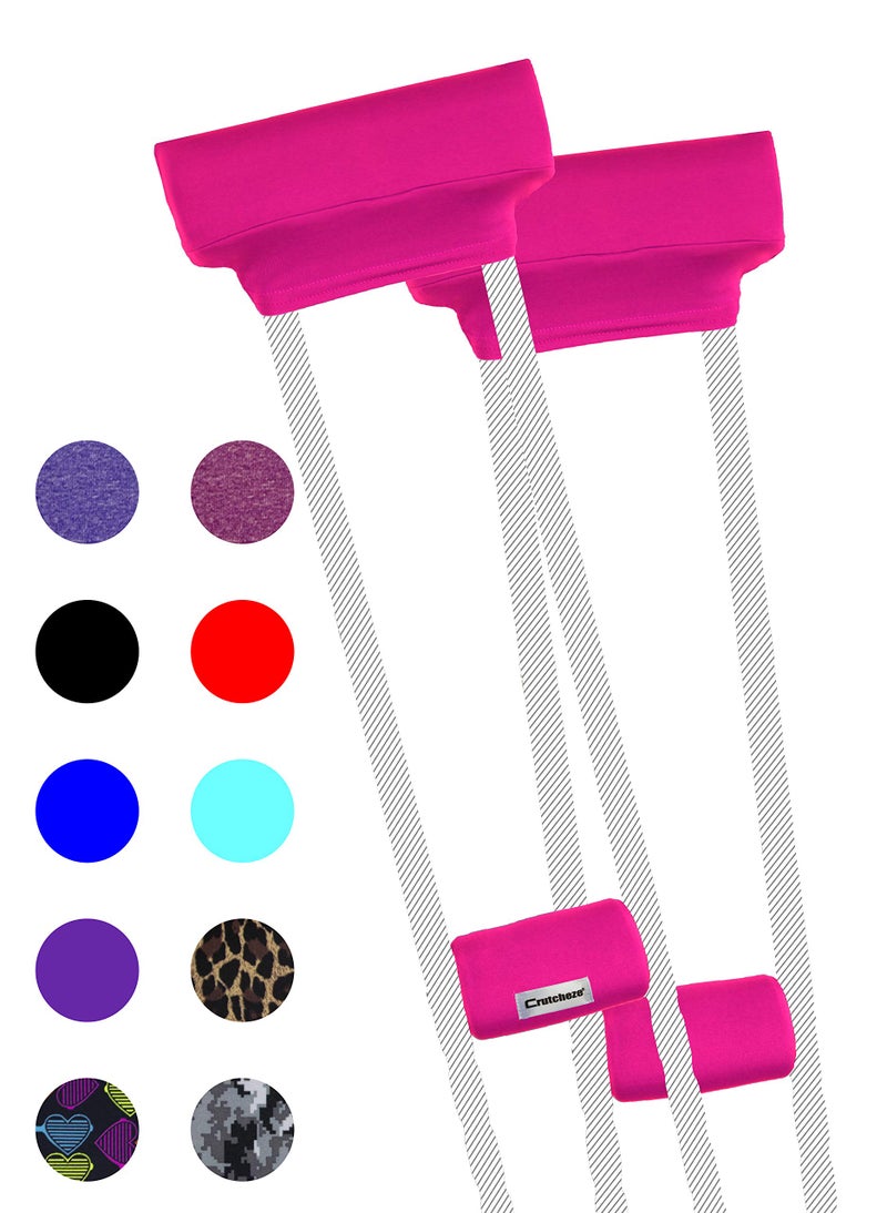 Crutch Pads Hand Grip Covers for Underarm Crutches Comfortable Soft Cushion Set Breathable Washable Armpit Handle Padding Crutch Accessories for Adults Crutcheze Pink
