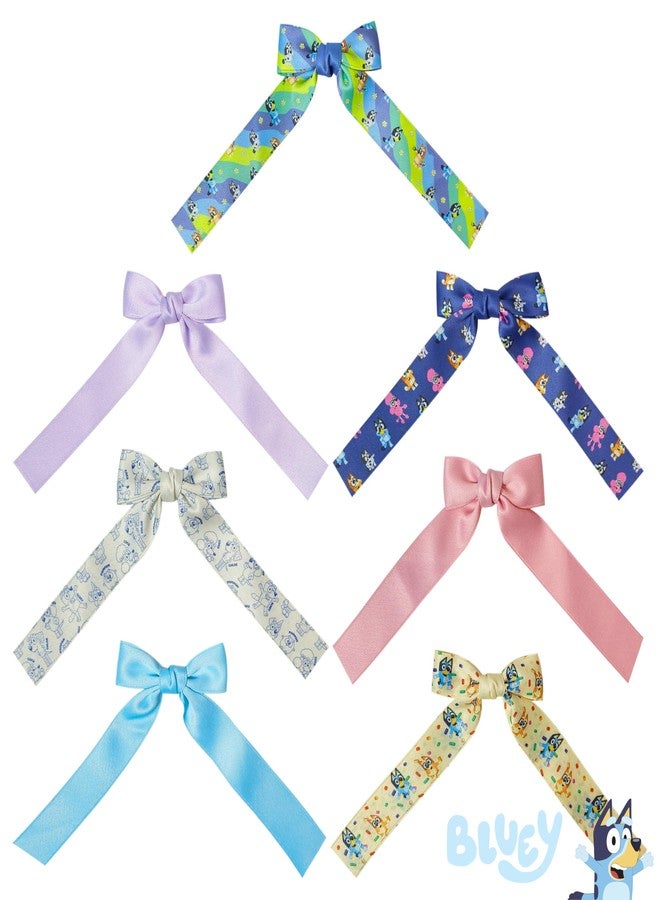 Luv Her مجموعة أربطة شعر طويلة مطبوعة بلوي - 7 أربطة مطبوعة مع مشابك تمساح - ملحقات شعر لطيفة للأطفال من عمر 3 سنوات فما فوق - Image 2