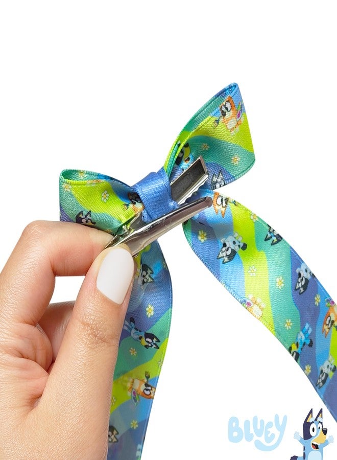 Luv Her مجموعة أربطة شعر طويلة مطبوعة بلوي - 7 أربطة مطبوعة مع مشابك تمساح - ملحقات شعر لطيفة للأطفال من عمر 3 سنوات فما فوق - Image 4