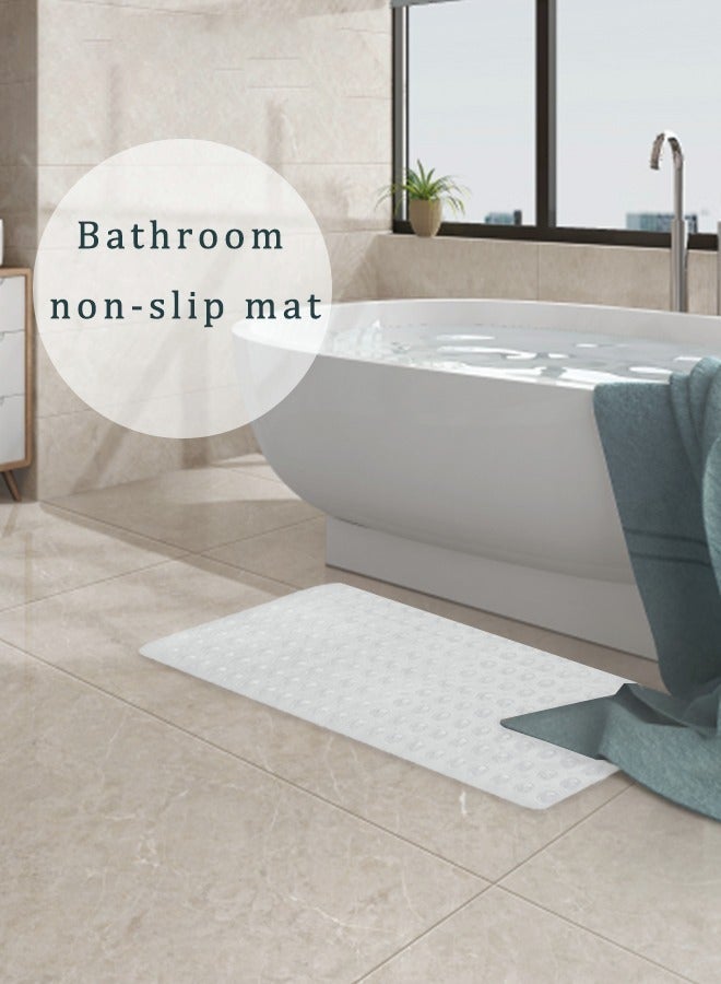 Bathtub Mat 88 x 40cm, Extra Long Anti-mould Shower Mat Non-Slip, Machine Washable, Anti Slip Bath Mat Shower Mat with Drain Holes, Suction Cups - White - Image 4