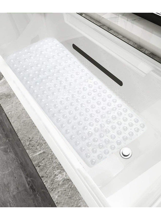Bathtub Mat 88 x 40cm, Extra Long Anti-mould Shower Mat Non-Slip, Machine Washable, Anti Slip Bath Mat Shower Mat with Drain Holes, Suction Cups - White - Image 2