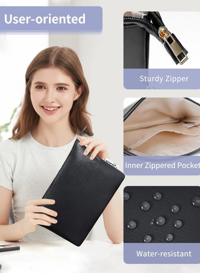 Narwey Large Makeup Bag for Purse Vegan Leather Travel Makeup Pouch Cosmetic Bag Zipper Pouch Bags for Women, A-Black - Image 3