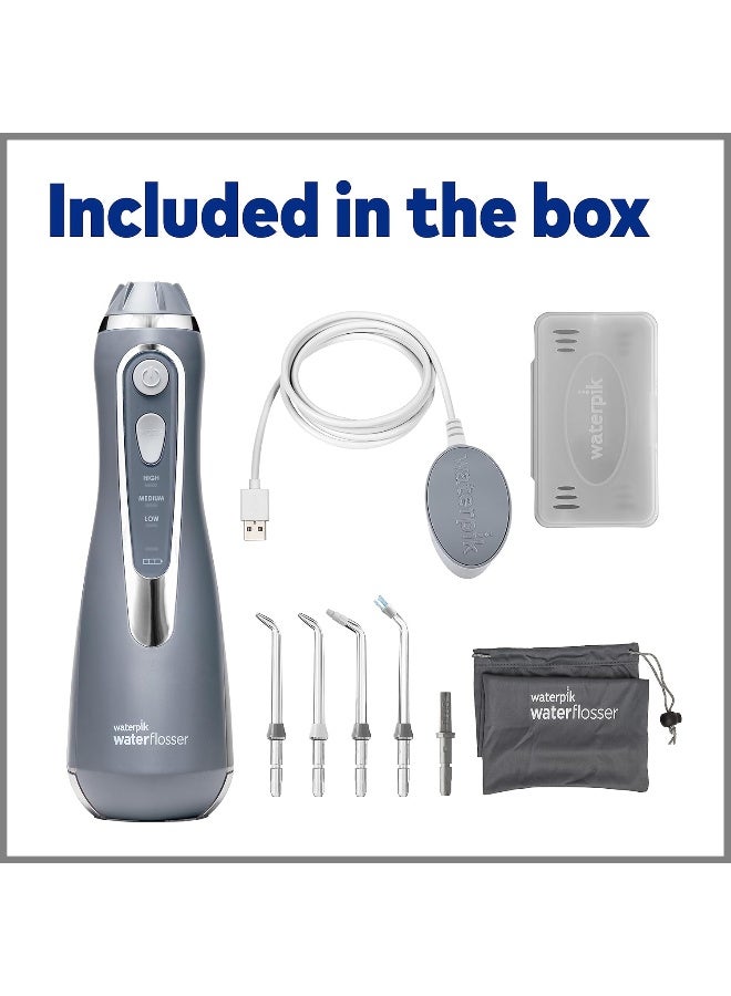 Waterpik Cordless Advanced Water Flosser For Teeth, Gums, Braces, Dental Care With Travel Bag and 4 Tips, ADA Accepted, Rechargeable, Portable, and Waterproof, Gray WP-587 - Image 5