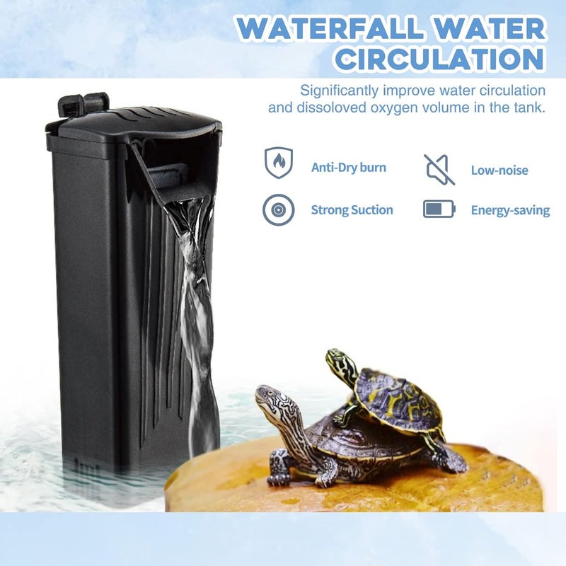 Moonorange Turtle Tank Filter(3.5W), Small Fish Tank Filter, Silent Aquarium Filter for Small Tanks Up to 15Gallon, with 4pcs Cartridges.(Black) - Image 4