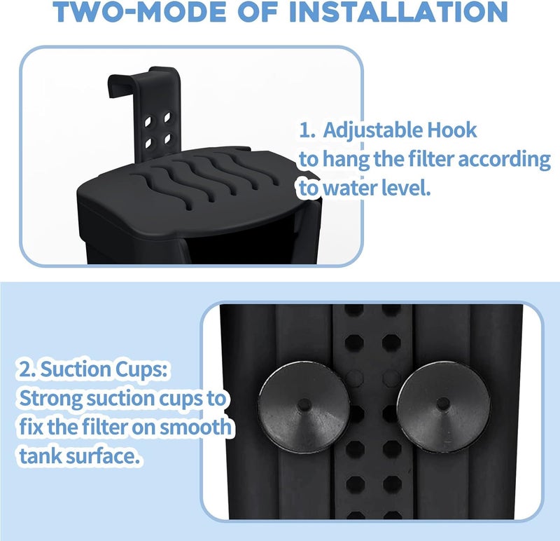 Moonorange Turtle Tank Filter(3.5W), Small Fish Tank Filter, Silent Aquarium Filter for Small Tanks Up to 15Gallon, with 4pcs Cartridges.(Black) - Image 5