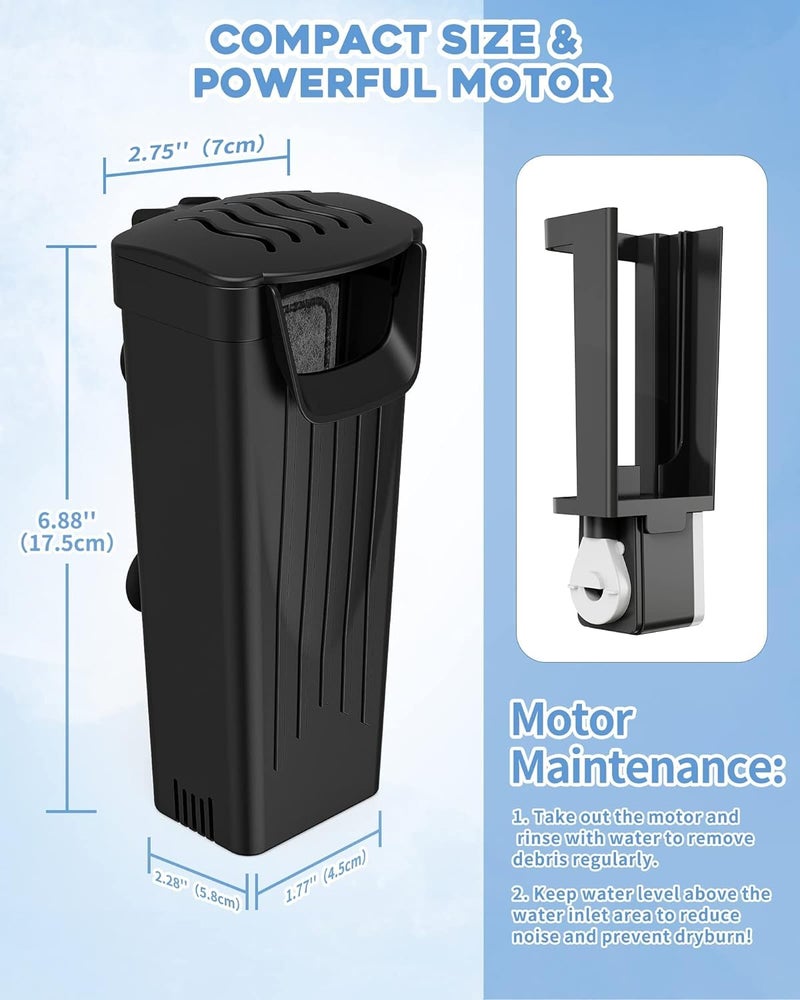 Moonorange Turtle Tank Filter(3.5W), Small Fish Tank Filter, Silent Aquarium Filter for Small Tanks Up to 15Gallon, with 4pcs Cartridges.(Black) - Image 3