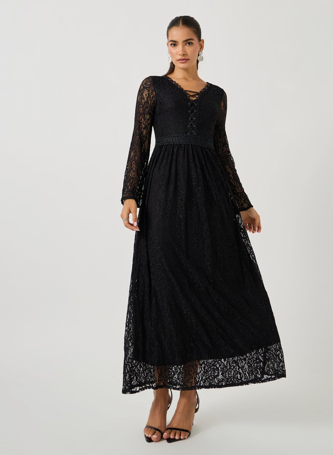 Styli Lace Long Sleeve Dress - Image 2