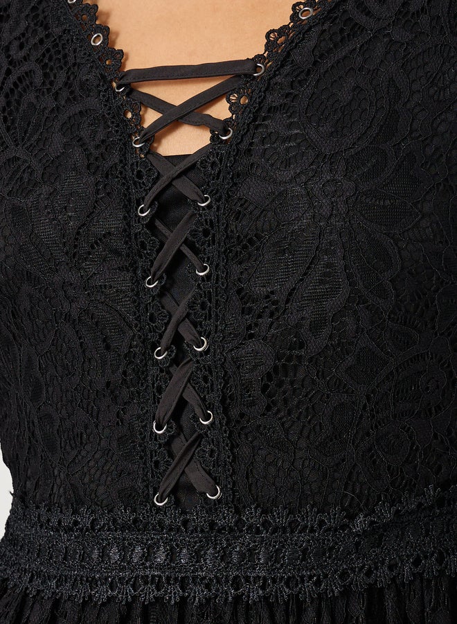 Styli Lace Long Sleeve Dress - Image 4