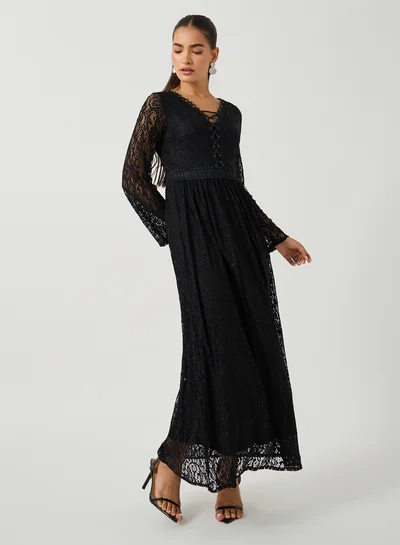 Styli Lace Long Sleeve Dress