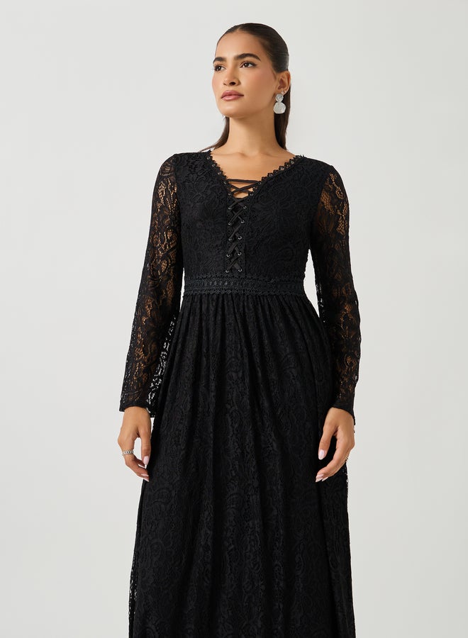Styli Lace Long Sleeve Dress - Image 3