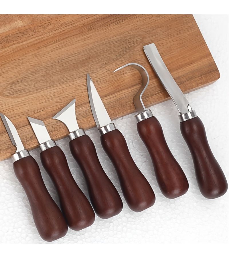 6pcs Gourd Style Woodworking Chisel Set Steel Blades Wood Carving Tool - Image 5
