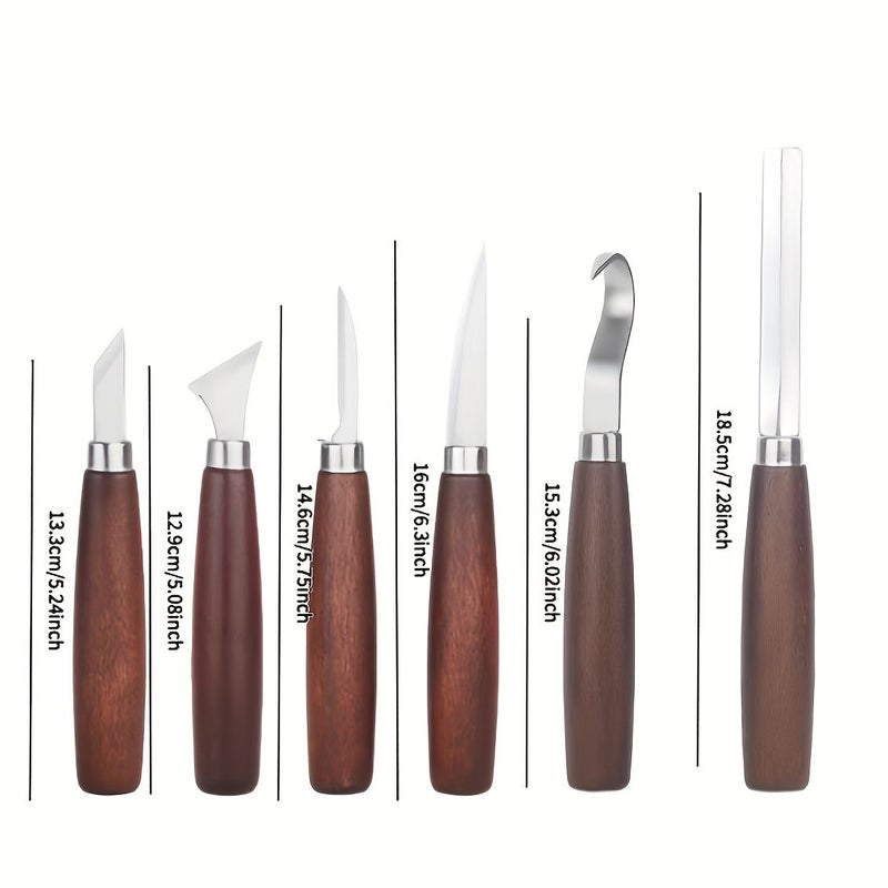 6pcs Gourd Style Woodworking Chisel Set Steel Blades Wood Carving Tool - Image 2