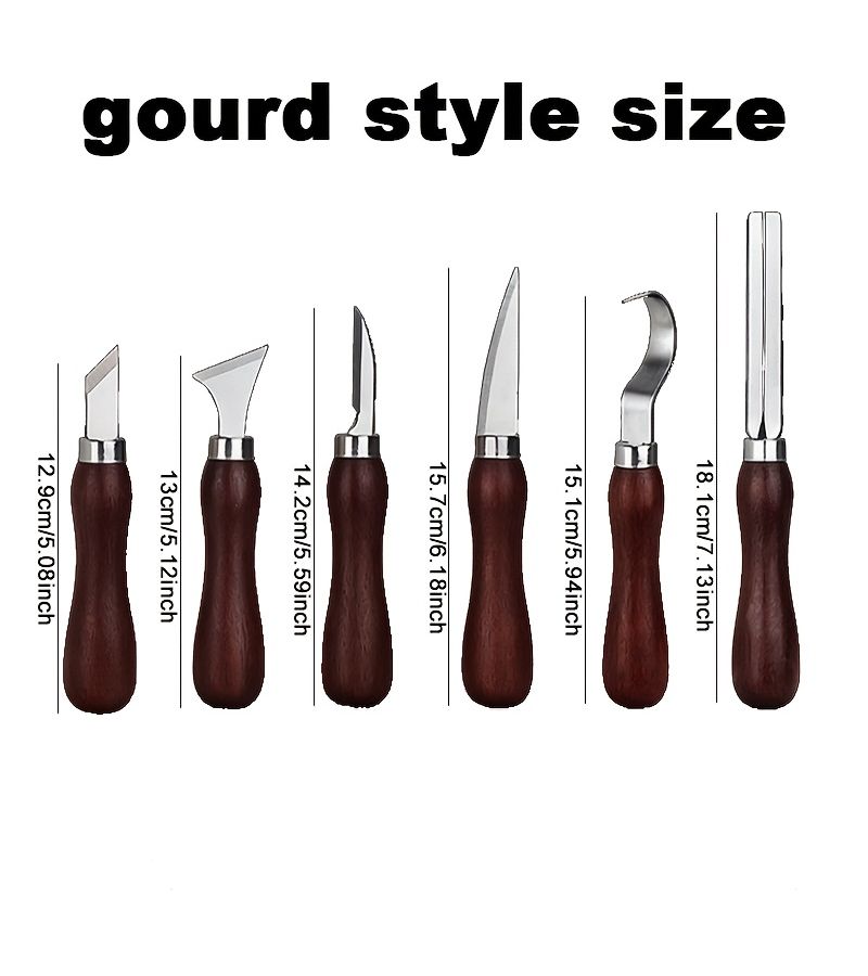 6pcs Gourd Style Woodworking Chisel Set Steel Blades Wood Carving Tool - Image 3