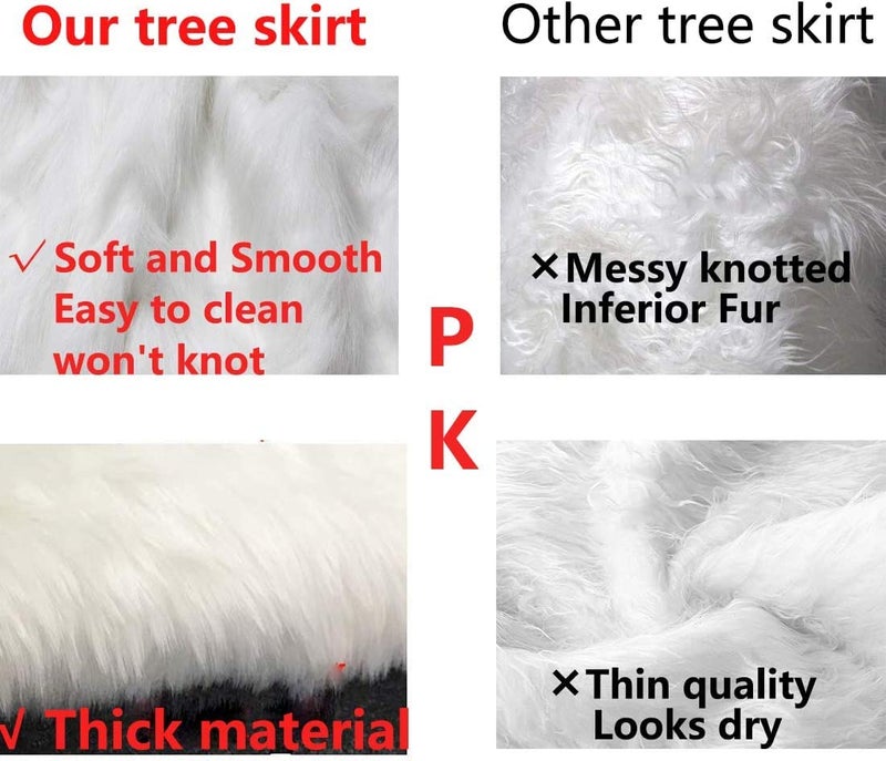 AISENO 30 White Faux Fur Christmas Tree Skirt, Luxury Plush Tree Base Cover for Holiday Party and Home Christmas Decor - Image 5