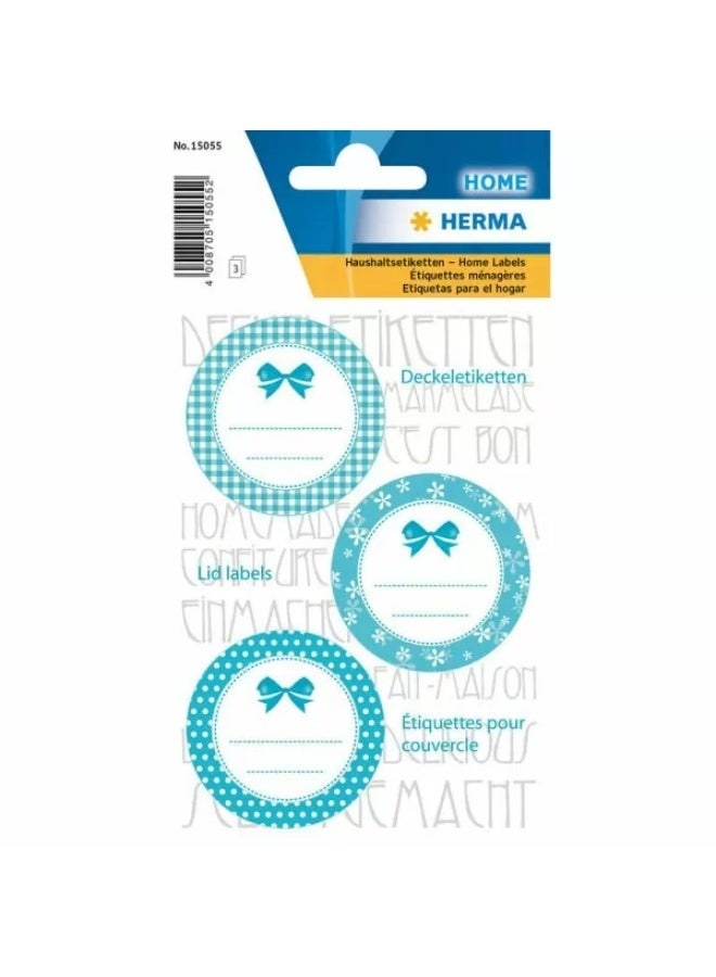 Herma 15055 Self-Adhesive Round Jar and Container Labels, Blue - 9-Piece Set - Image 1