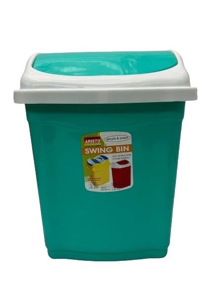 Aristo ARISTO Plastic Swing Lid Small Dustbin 28 Ltr Green Color, (34.5 x 26.2 x 49.5 cm) - Image 1