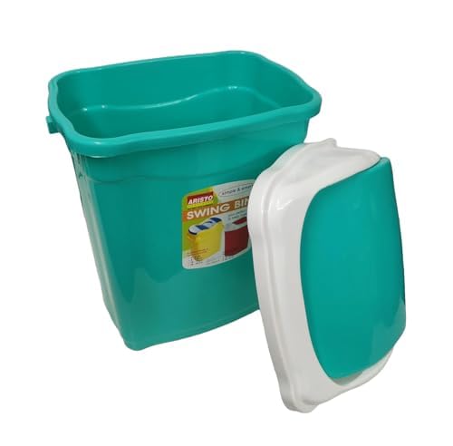 Aristo ARISTO Plastic Swing Lid Small Dustbin 28 Ltr Green Color, (34.5 x 26.2 x 49.5 cm) - Image 3