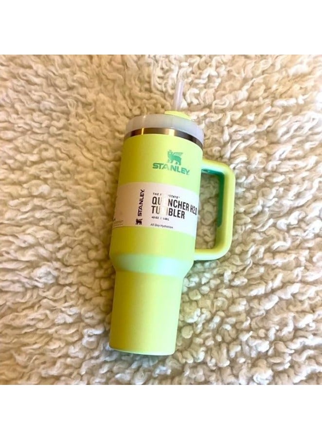 ستانلي كوب كوينشر H2.0 فلوستيت معزول بتفريغ الهواء من الفولاذ المقاوم للصدأ مع غطاء وشفاطة للمياه أو الشاي المثلج أو القهوة وعصير السموذي وأكثر من ذلك من ستانلي، ليموني فاقع، 1.18 لتر - Image 2