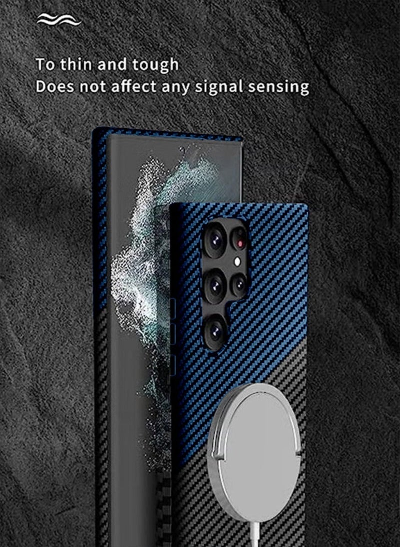 TEAM LUXURY Carbon Fiber Case Cover for Samsung S23 Ultra 5G, Compatible with Ma-g-safe - Texture Ultra Thin Fashion Ultra Touch Feel Minimalist Anti-Scratch Anti-Shock Case for S23 Ultra - Image 5
