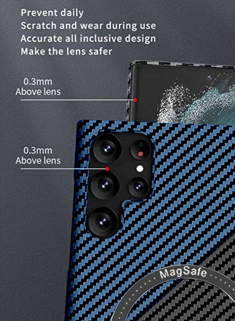 TEAM LUXURY Carbon Fiber Case Cover for Samsung S23 Ultra 5G, Compatible with Ma-g-safe - Texture Ultra Thin Fashion Ultra Touch Feel Minimalist Anti-Scratch Anti-Shock Case for S23 Ultra - Image 4