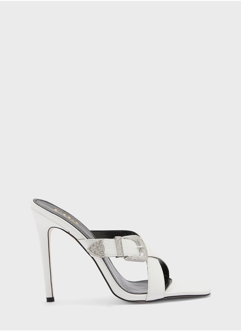 ELLA Western Buckle Detail Heeled Sandal  - Image 1