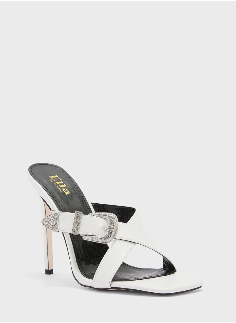 ELLA Western Buckle Detail Heeled Sandal  - Image 2