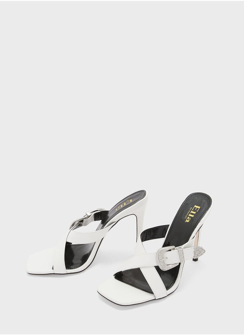 ELLA Western Buckle Detail Heeled Sandal  - Image 4