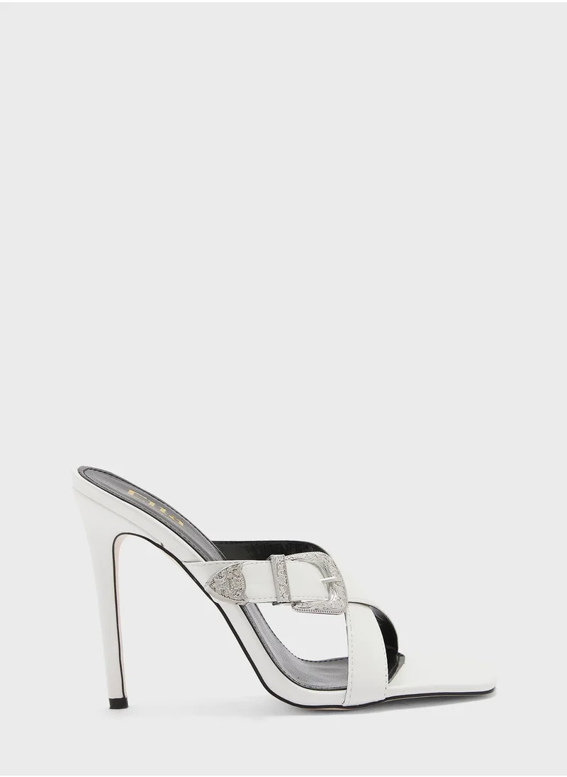 ELLA Western Buckle Detail Heeled Sandal