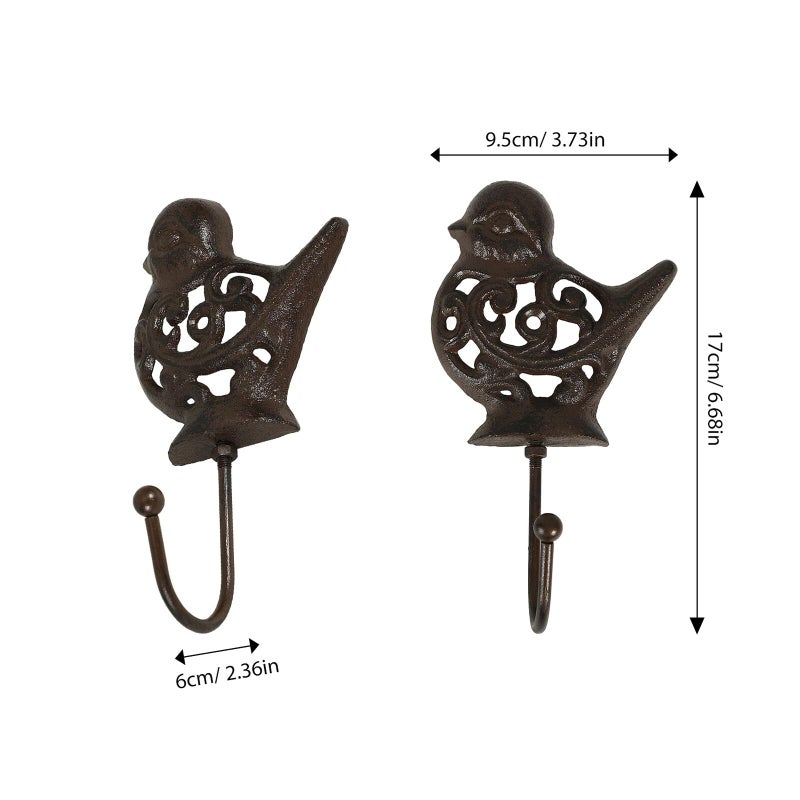 Cast Metal Bird Shaped Wall Hooks 4 Pack Retro Coat Key Hangers For Entryway Storage - Image 3