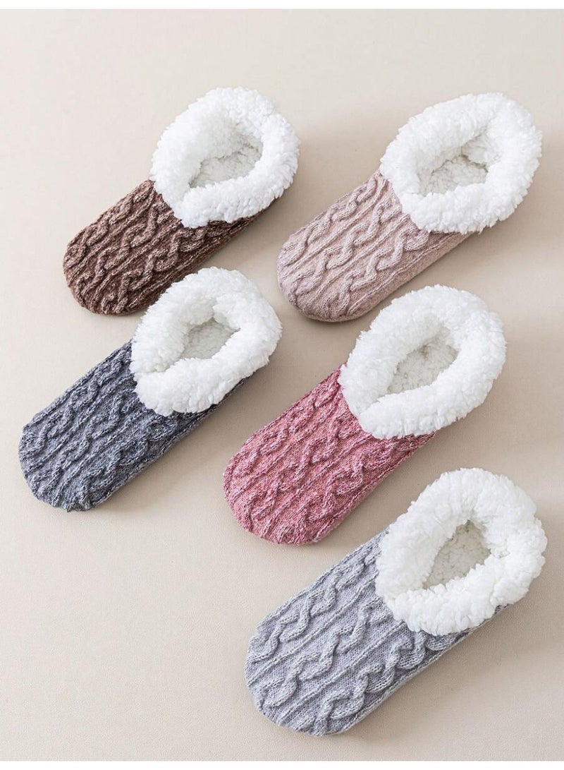 Winter Knitted Slipper Socks with Fleece Lining – Soft & Anti-Slip - Image 3