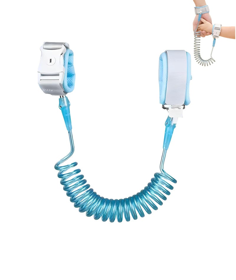SonaBhu Anti-Lost Wrist Band for Kids, Adjustable 2.5M Toddler Leash wit Anti Lost Safety Harness for Kids with Induction Lock Night Reflective Wire Rope Elastic Kids Safety Strap for Travel, Blue - Image 1