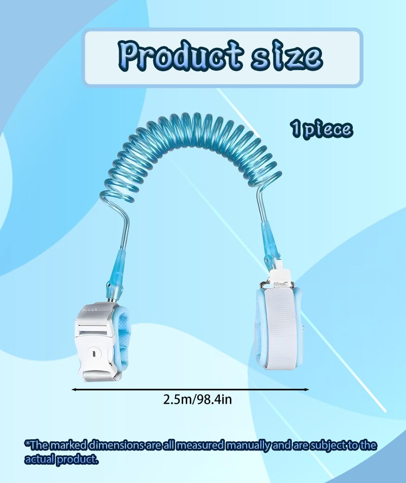 SonaBhu Anti-Lost Wrist Band for Kids, Adjustable 2.5M Toddler Leash wit Anti Lost Safety Harness for Kids with Induction Lock Night Reflective Wire Rope Elastic Kids Safety Strap for Travel, Blue - Image 2
