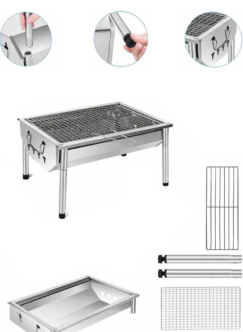 دي بلو شواية فحم محمولة من الستانلس ستيل – قابلة للطي للتخييم والاستخدام الخارجي (39×30×24 سم) - Image 3