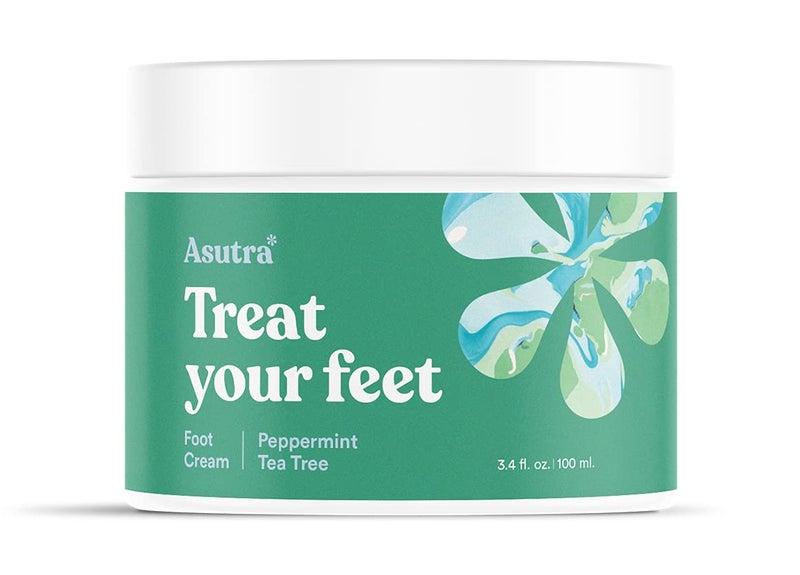 ASUTRA Treat your Feet Foot Cream, 3.4 oz - Rich Lotion with Shea Butter for Dry, Cracked Feet, Peppermint & Tea Tree Essential Oils - Image 1