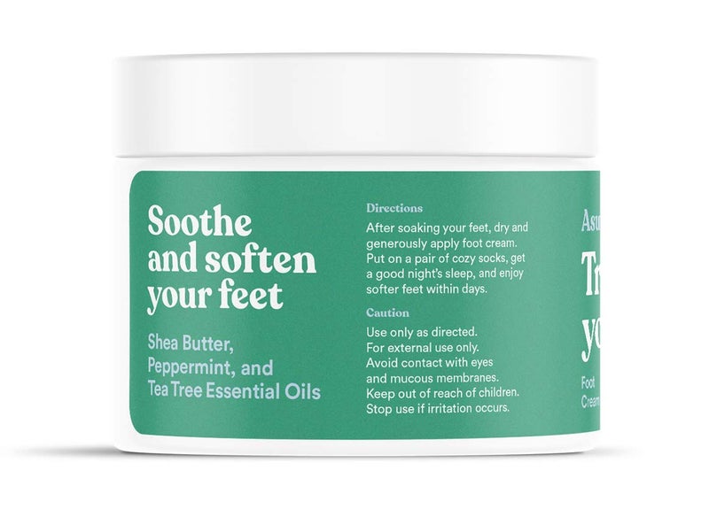 ASUTRA Treat your Feet Foot Cream, 3.4 oz - Rich Lotion with Shea Butter for Dry, Cracked Feet, Peppermint & Tea Tree Essential Oils - Image 2