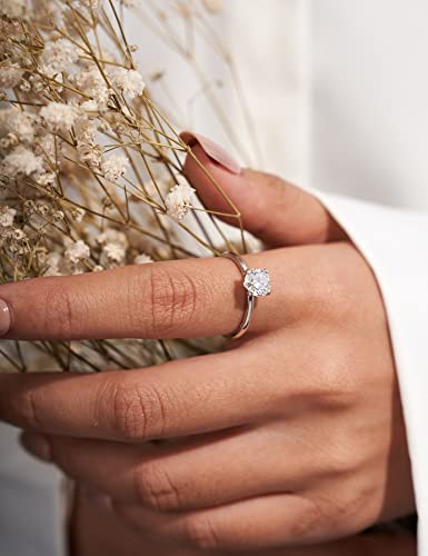 IMOLOVE Moissanite Solitaire Engagement Ring for Women, Women's Engagement Rings Moissanite Promise Rings 1.5CT D Color VVS1 Clarity Wedding band 925 Sterling Silver with 18K Gold Plated-70-1.5CT - Image 3
